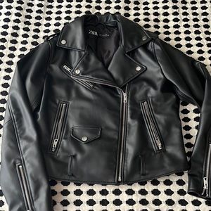 Zara black vegan Moto jacket size L